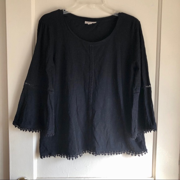 Style & Co. Tops - Style & Co. Black Bell Sleeve Crew Neck Top